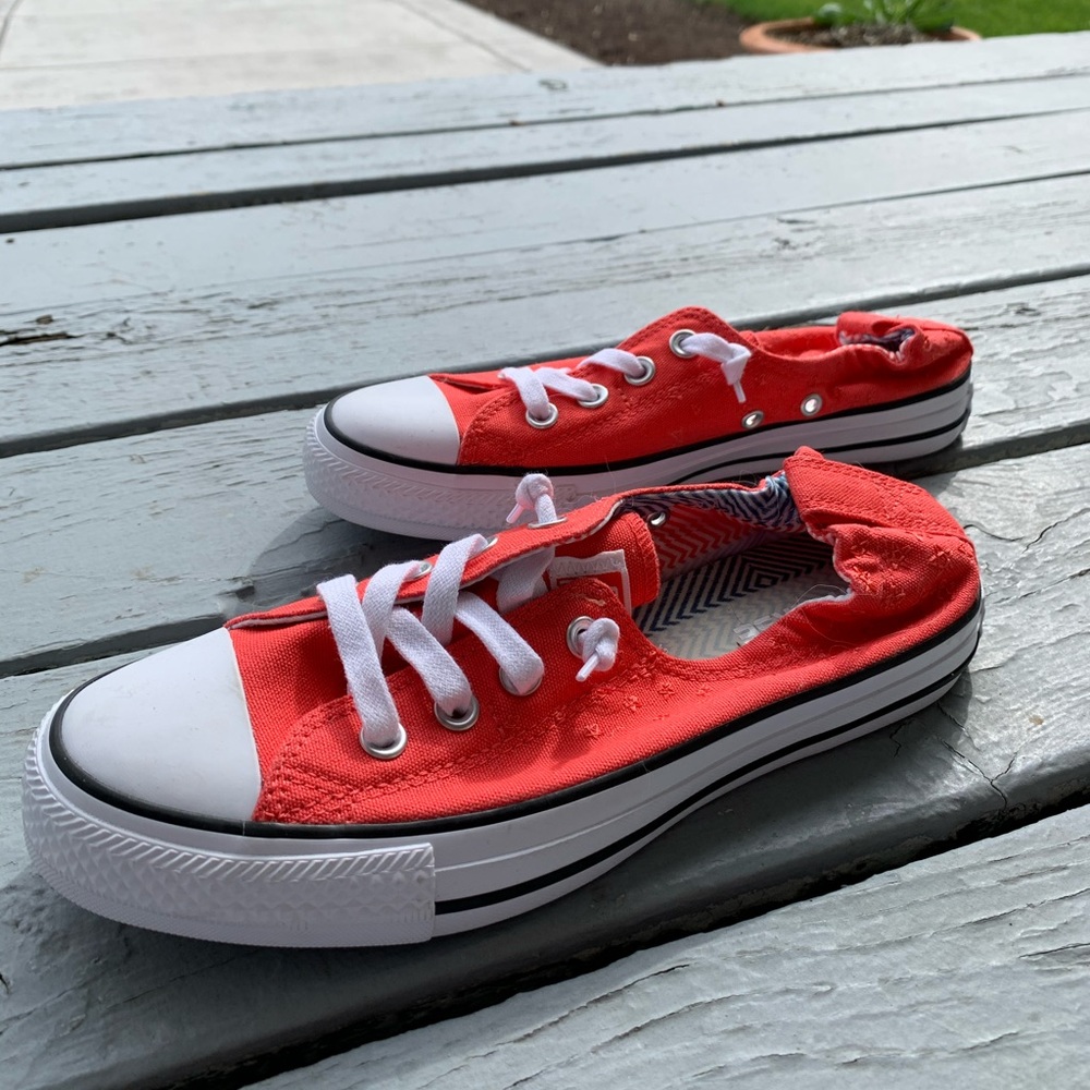 Converse-Size 8 Star-Stitched, Red Orange- NEW